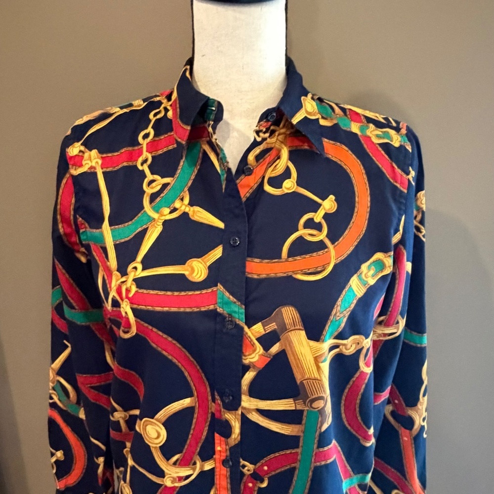Lauren Ralph Lauren Western Equestrian Cowgirl Rodeo Chain Colorful, Size Small - Picture 2 of 10